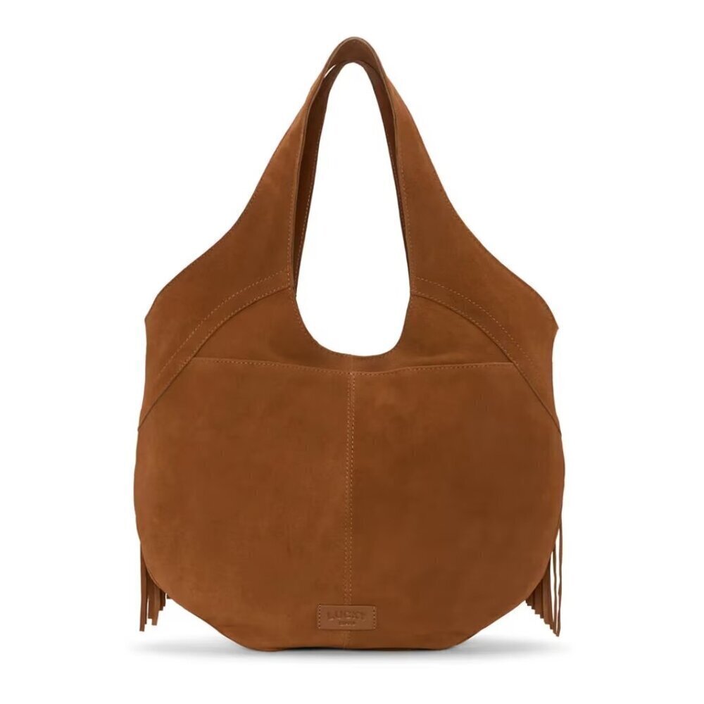 NWT $228 LUCKY BRAND Nyra Fringe Suede Tote Bag in Honey Tan Brown Western Boho - Picture 2 of 4